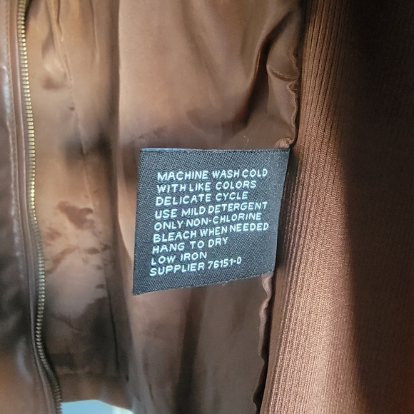 ANA Women's brown faux leather jacket size XL Stretch with pockets Like New - Picture 7 of 7